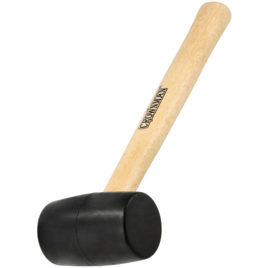CZARNY GUMOWY MŁOTEK Z DREWNIANYM TRZONKIEM