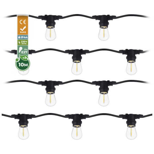 GIRLANDA 10M + 11 ŻARÓWEK 1W NW