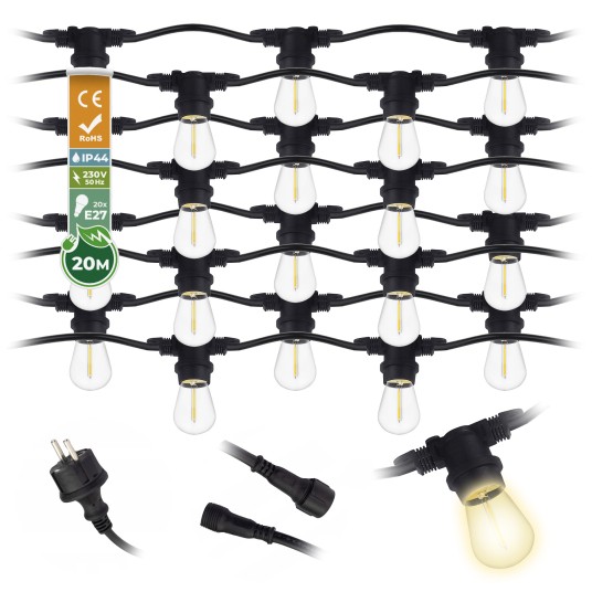 GIRLANDA 20M + 21 ŻARÓWEK 1W NW
