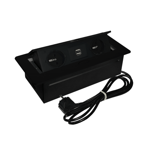 GNIAZDO DO BLATU 2X230V + 2XUSB CZARNE -zdjęcie numer 1