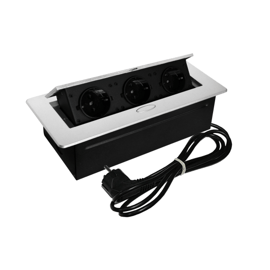 GNIAZDO DO BLATU 3X230V ALUMINIUM -zdjęcie numer 1