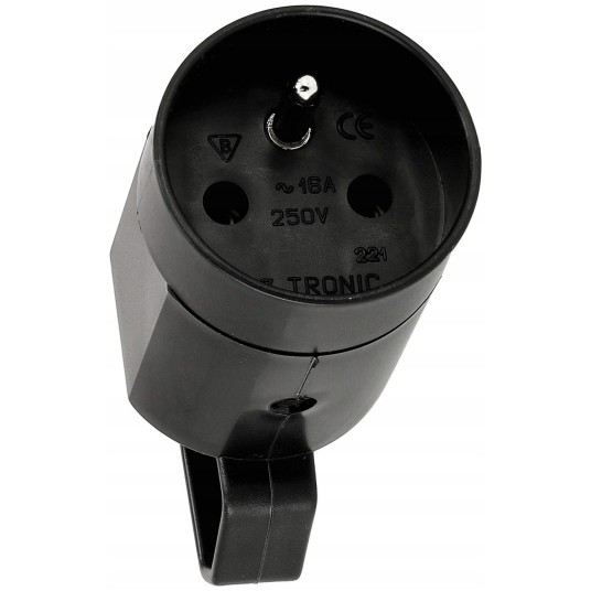 GNIAZDO Z UCHWYTEM 230V CZARNE