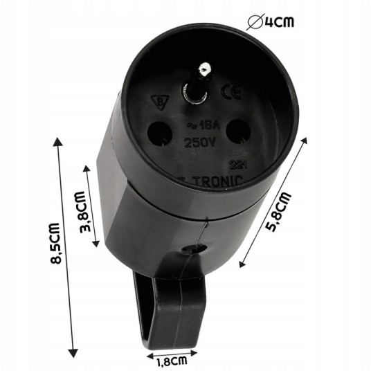 GNIAZDO Z UCHWYTEM 230V CZARNE