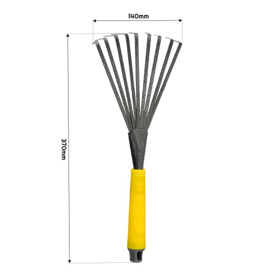 GRABKI 9-ZĘBNE WACHLARZOWE Z PLASTIKOWĄ RĄCZKĄ