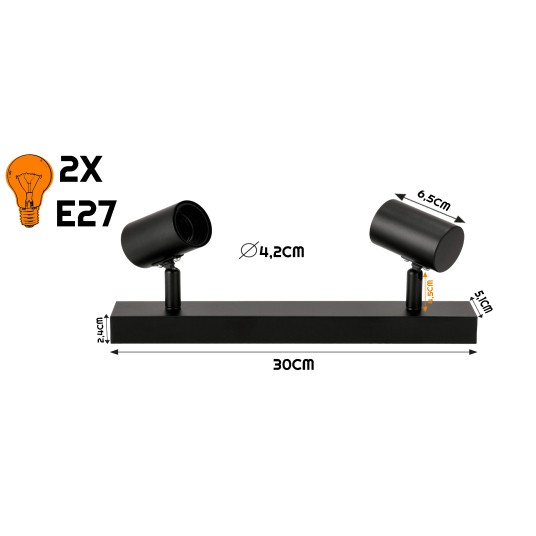 KINKIET VIKI 2XE27 CZARNY