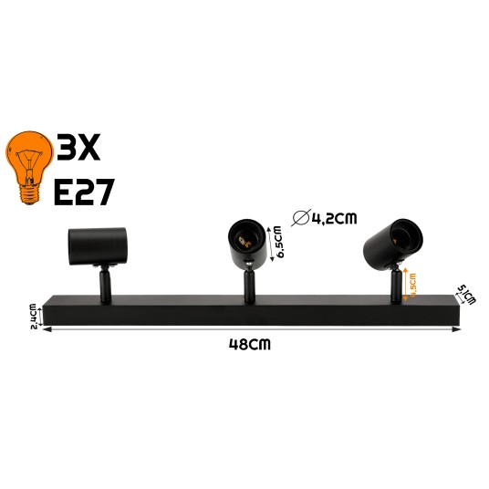 KINKIET VIKI 3XE27 CZARNY