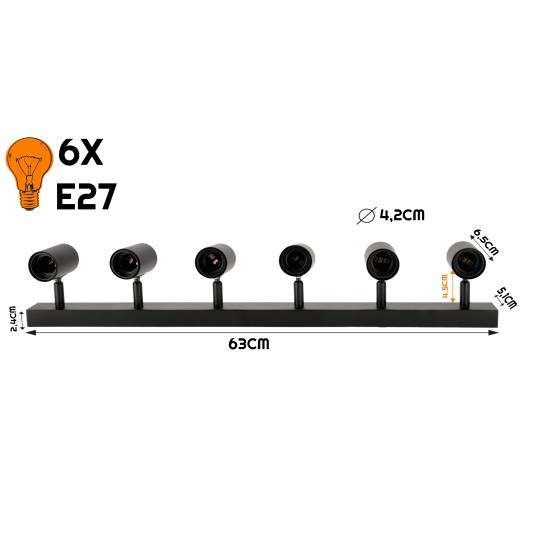 KINKIET VIKI 6XE27 CZARNY