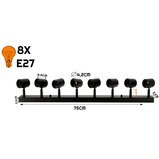 KINKIET VIKI 8XE27 CZARNY