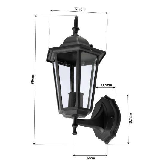 LAMPA ELEWACYJNA RETRO-D 1XE27 CZARNA