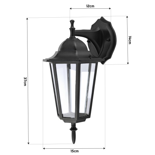 LAMPA ELEWACYJNA RETRO-G 1XE27 CZARNA