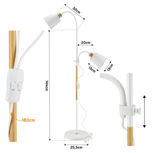 LAMPKA PODŁOGOWA LONDYN 2XE27 BIAŁA