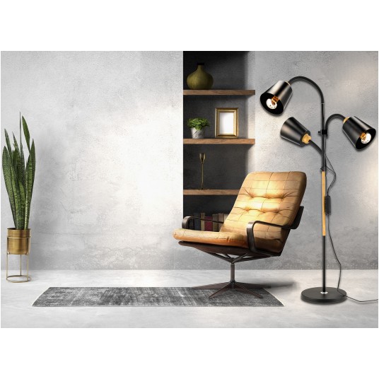 LAMPKA PODŁOGOWA SALZBURG 3XE27 CZARNA