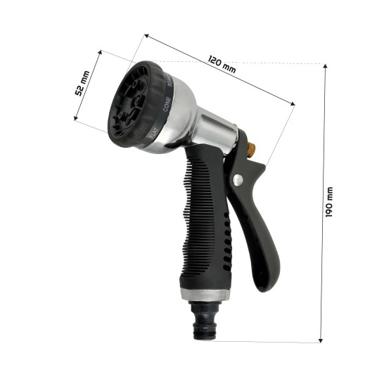 METALOWY PISTOLET ZRASZAJĄCY 8-FUNKCYJNY