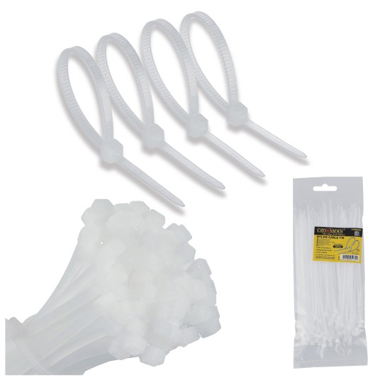 OPASKI KABLOWE NYLONOWE BIAŁE 2.5X150