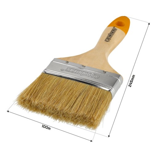 PĘDZEL MALARSKI Z DREWNIANĄ RĄCZKĄ 100MM