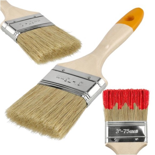 PĘDZEL MALARSKI Z DREWNIANĄ RĄCZKĄ 75MM