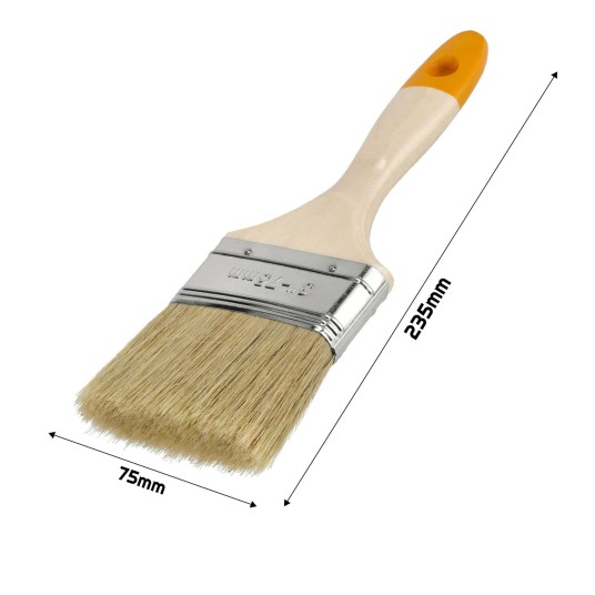 PĘDZEL MALARSKI Z DREWNIANĄ RĄCZKĄ 75MM