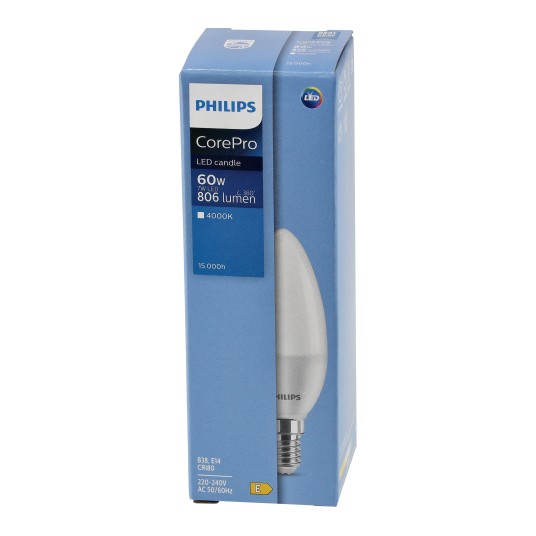 PHILIPS ŻARÓWKA E14 C37 7-60W NW 4000K COREPRO