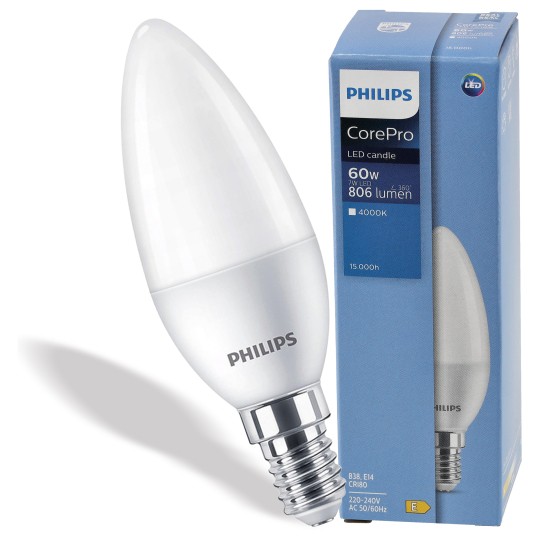 PHILIPS ŻARÓWKA E14 C37 7-60W NW 4000K COREPRO