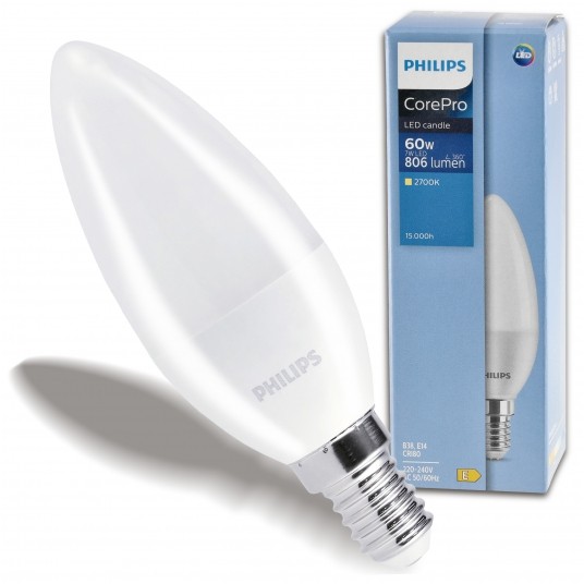 PHILIPS ŻARÓWKA E14 C37 7-60W WW 806LM 2700K COREPRO -zdjęcie numer 1