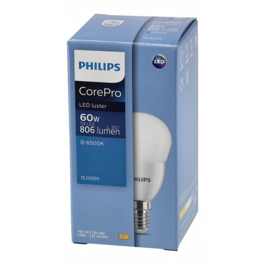 PHILIPS ŻARÓWKA E14 MINIGLOBE 7-60W CW 806LM 6500K COREPRO -zdjęcie numer 5