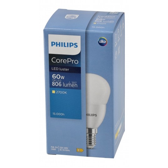 PHILIPS ŻARÓWKA E14 MINIGLOBE 7-60W WW 806LM 2700K COREPRO -zdjęcie numer 5