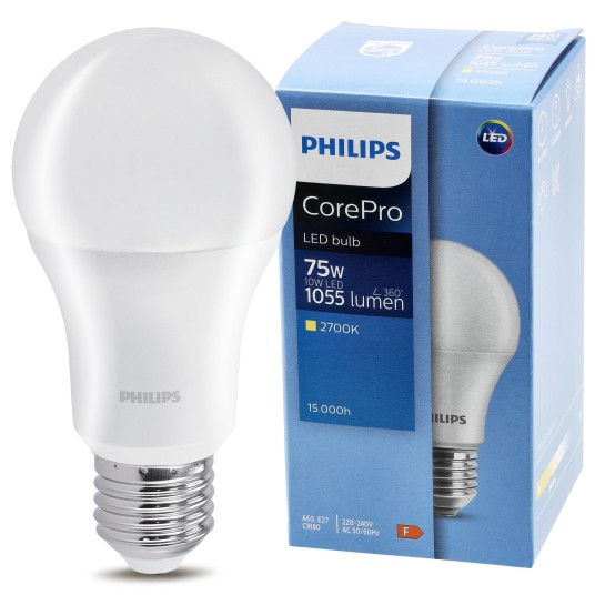 PHILIPS ŻARÓWKA E27 A60 10-75W WW 1055LM COREPRO 2700K