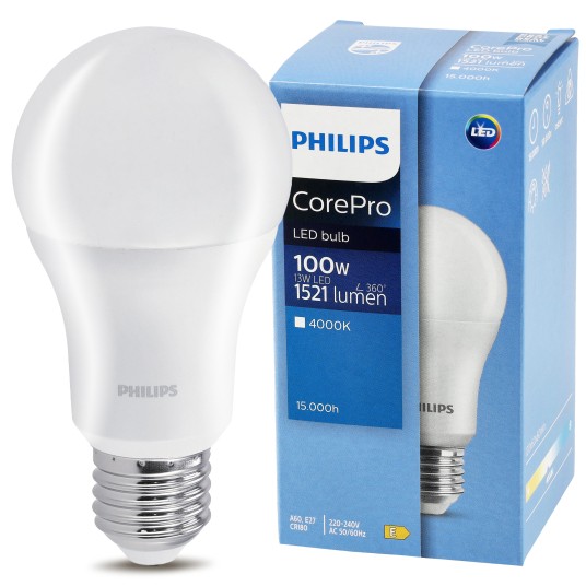 PHILIPS ŻARÓWKA E27 A60 13-100W NW 1521LM COREPRO 4000K