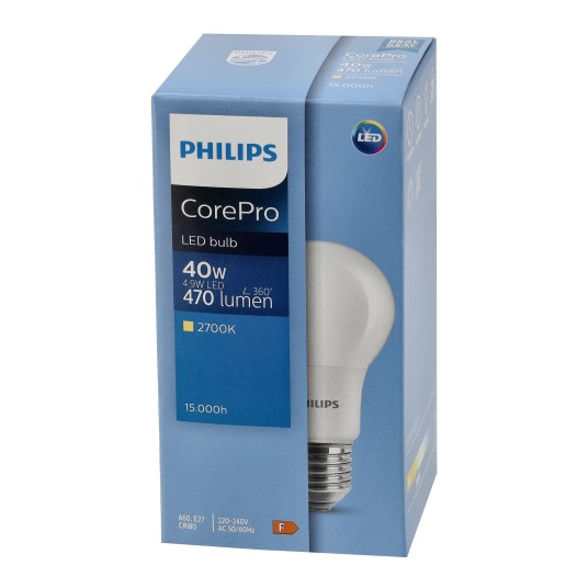 PHILIPS ŻARÓWKA E27 A60 4.9W-40W WW COREPRO 2700K