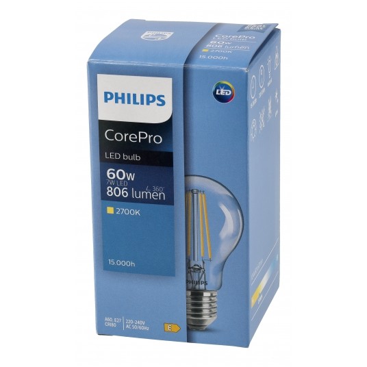 PHILIPS ŻARÓWKA FILAMENT LED E27 A60 7W WW 806LM 2700K -zdjęcie numer 5