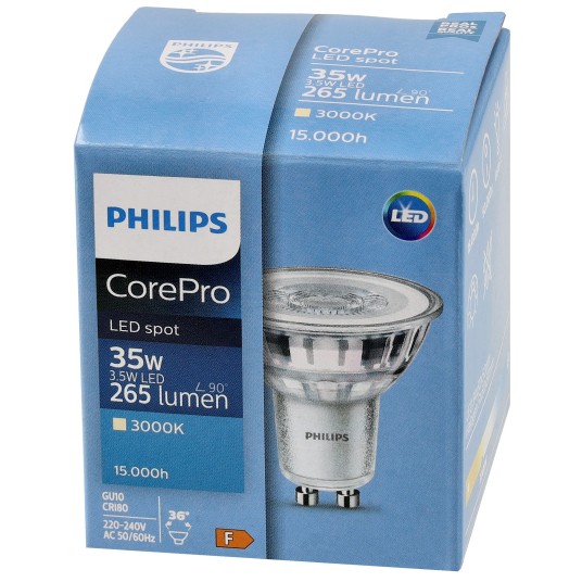PHILIPS ŻARÓWKA GU10 3.5-35W WW 36° 3000K COREPRO
