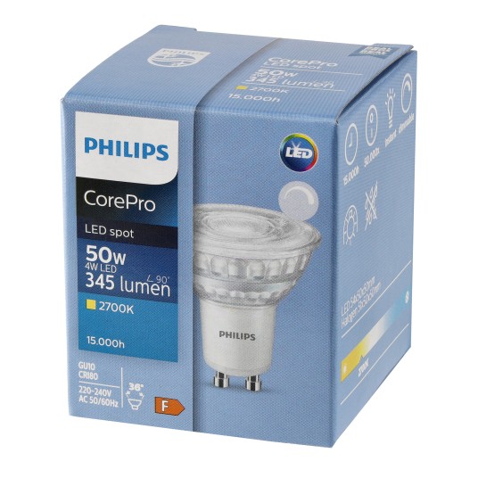 PHILIPS ŻARÓWKA GU10 4-50W WW 2700K 36° ŚCIEMNIALNA