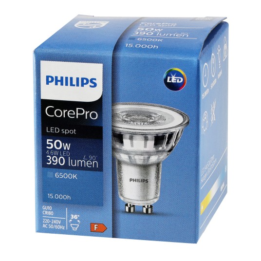 PHILIPS ŻARÓWKA GU10 4,6-50W CW 36° COREPRO 6500K