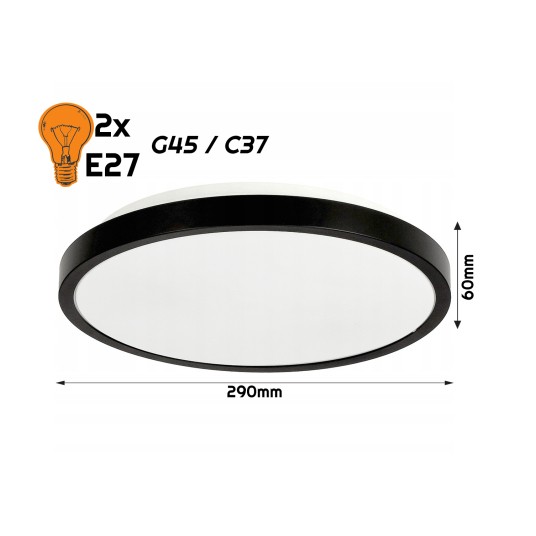 PLAFON LARI-S 2XE27 BLACK