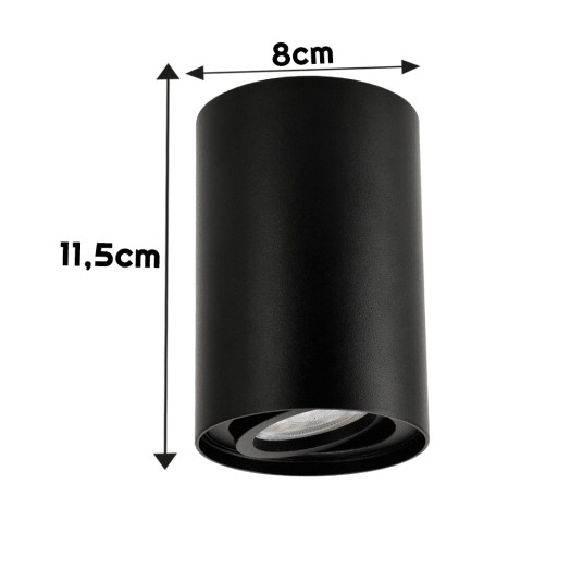 PLUTO-R GU10 RUCHOMA CZARNA MAXI