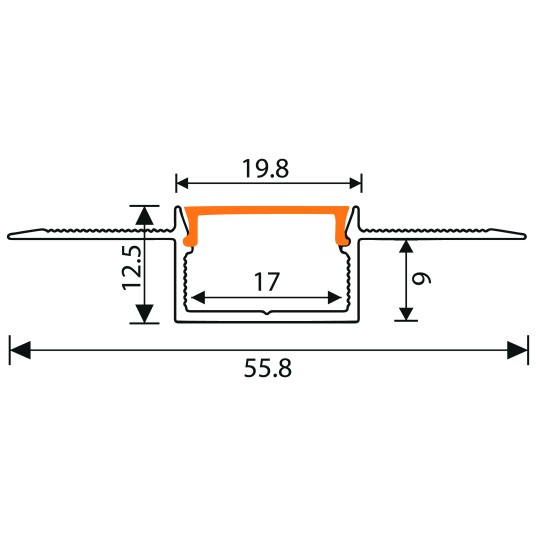 PROFIL DO PŁYT GK PODTYNKOWY SZEROKI 1M SREBRNY ANODOWANY+KLOSZ MLECZNY