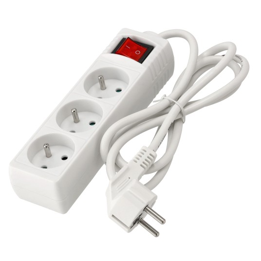 Przedłużacz 3 gniazda 1,5m z wlacznikim BIAŁY