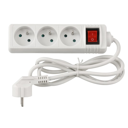 Przedłużacz 3 gniazda 1,5m z wlacznikim BIAŁY