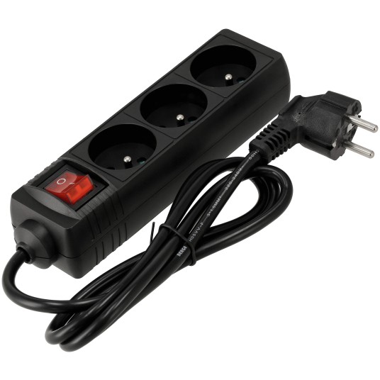 Przedłużacz 3 gniazda 1,5m z wlacznikim CZARNY