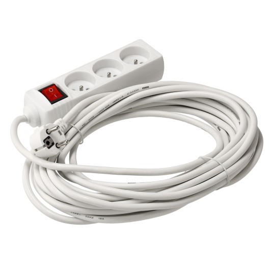 Przedłużacz 3 gniazda 10m z wlacznikim BIAŁY
