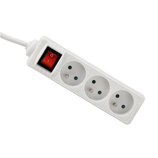 Przedłużacz 3 gniazda 10m z wlacznikim BIAŁY
