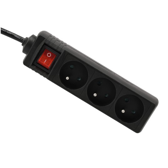Przedłużacz 3 gniazda 10m z wlacznikim CZARNY
