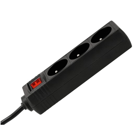 Przedłużacz 3 gniazda 10m z wlacznikim CZARNY