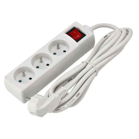 Przedłużacz 3 gniazda 3m z wlacznikim BIAŁY