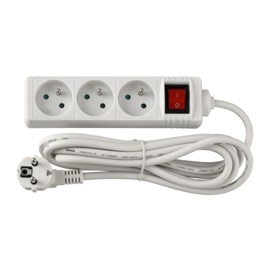 Przedłużacz 3 gniazda 3m z wlacznikim BIAŁY