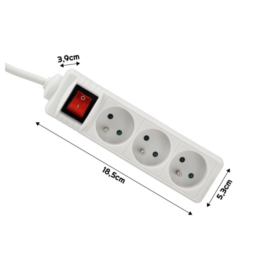 Przedłużacz 3 gniazda 5m z wlacznikim BIAŁY