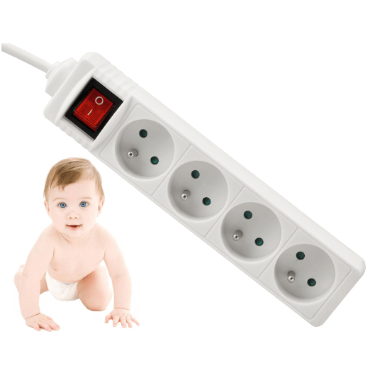 Przedłużacz 4 gniazda 1,5m z wlacznikim BIAŁY