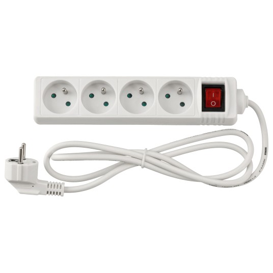 Przedłużacz 4 gniazda 1,5m z wlacznikim BIAŁY