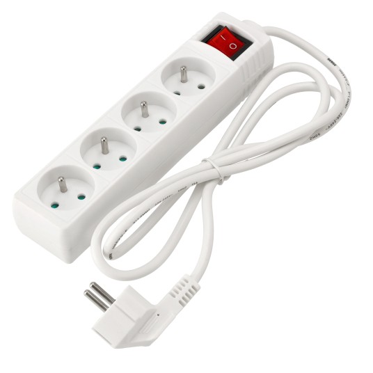 Przedłużacz 4 gniazda 1,5m z wlacznikim BIAŁY