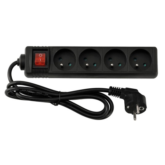 Przedłużacz 4 gniazda 1,5m z wlacznikim CZARNY